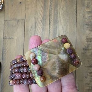 Multicolor Beaded Bracelet with Large Stone Accent